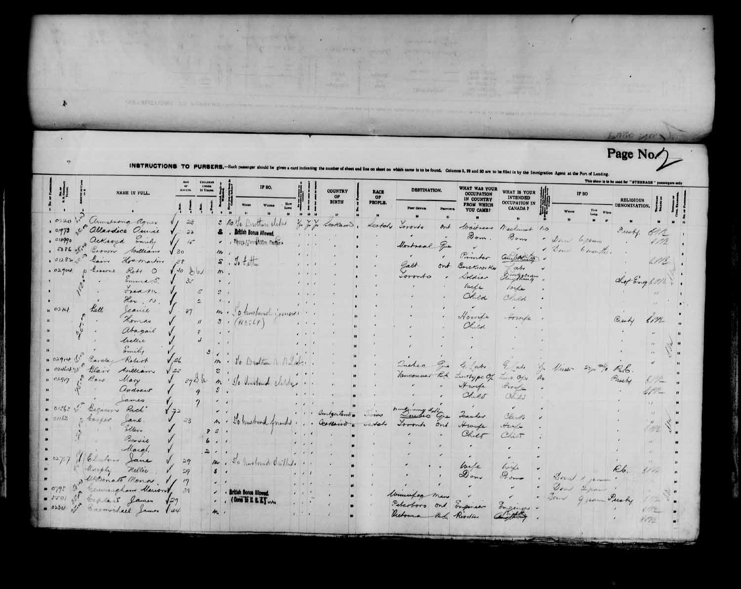 Digitized page of Passenger Lists for Image No.: e003566521