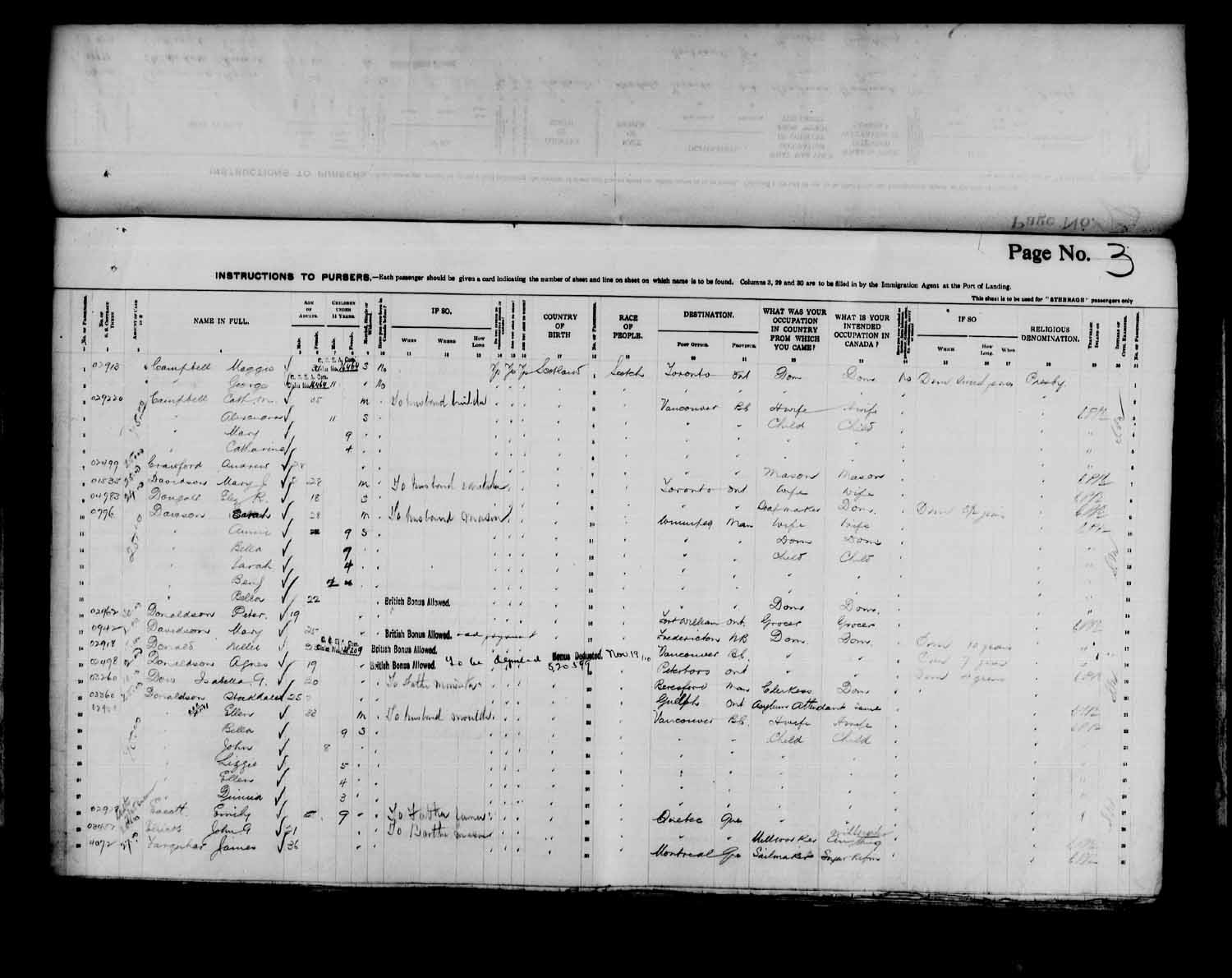 Digitized page of Passenger Lists for Image No.: e003566522