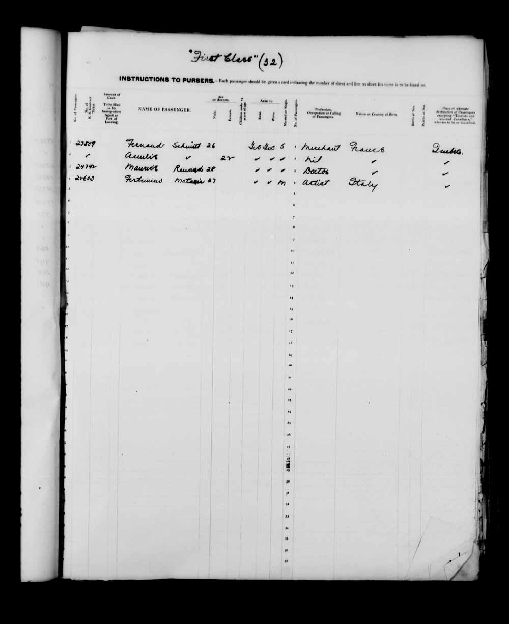 Digitized page of Quebec Passenger Lists for Image No.: e003591283