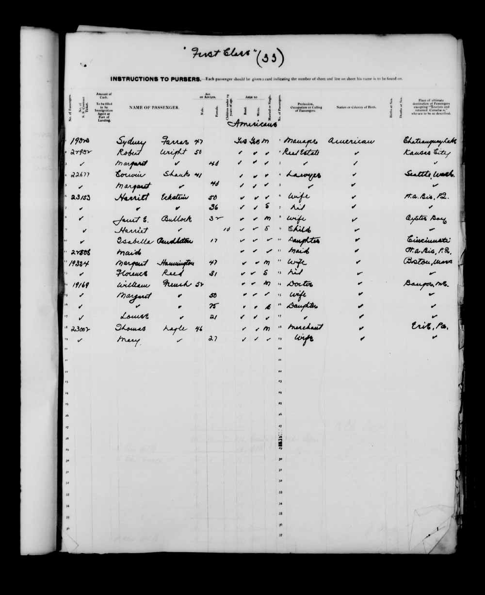 Digitized page of Quebec Passenger Lists for Image No.: e003591284