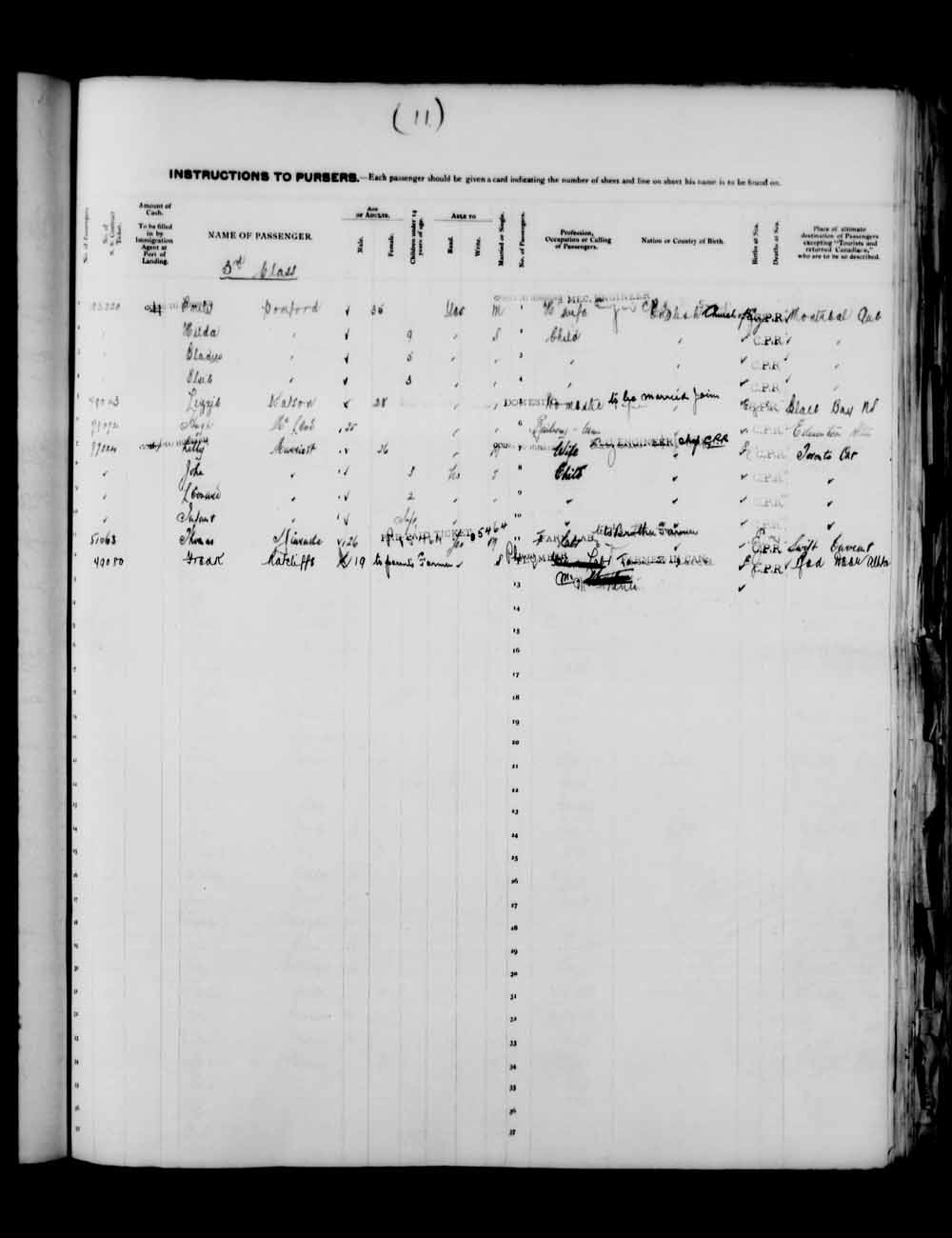 Digitized page of Quebec Passenger Lists for Image No.: e003591582