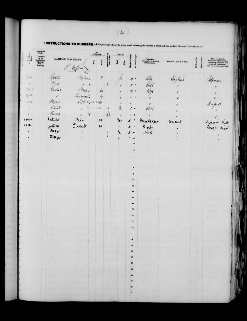 Digitized page of Quebec Passenger Lists for Image No.: e003591585