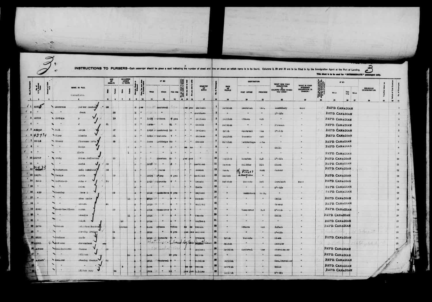 Digitized page of Passenger Lists for Image No.: e003610610