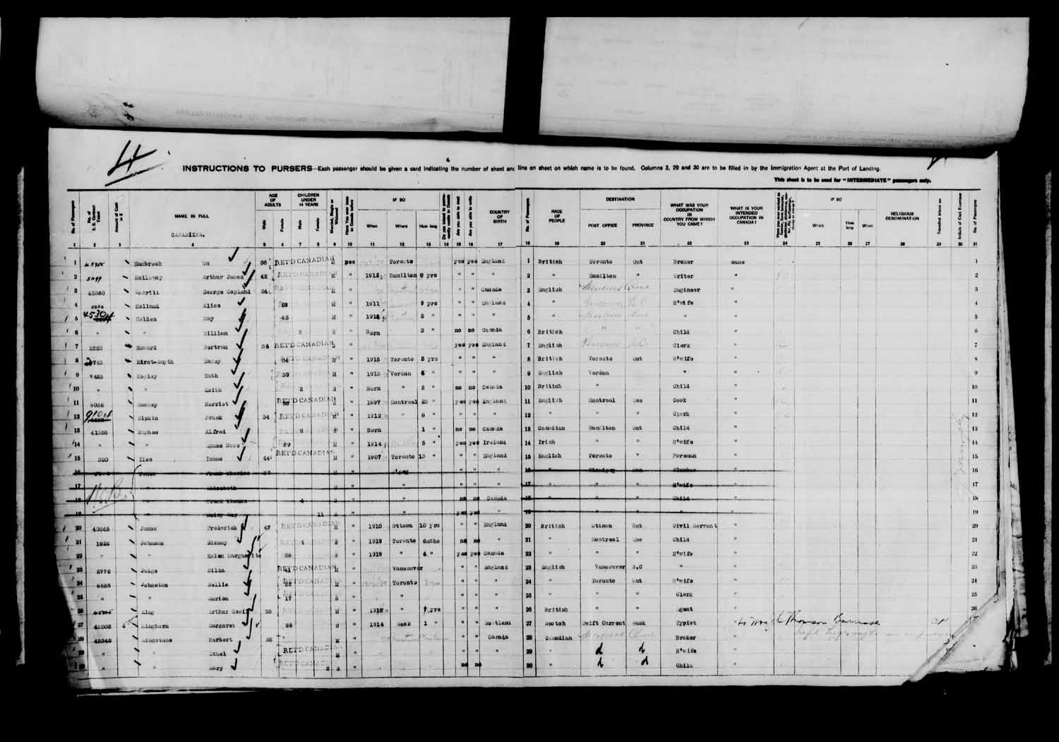 Digitized page of Passenger Lists for Image No.: e003610611