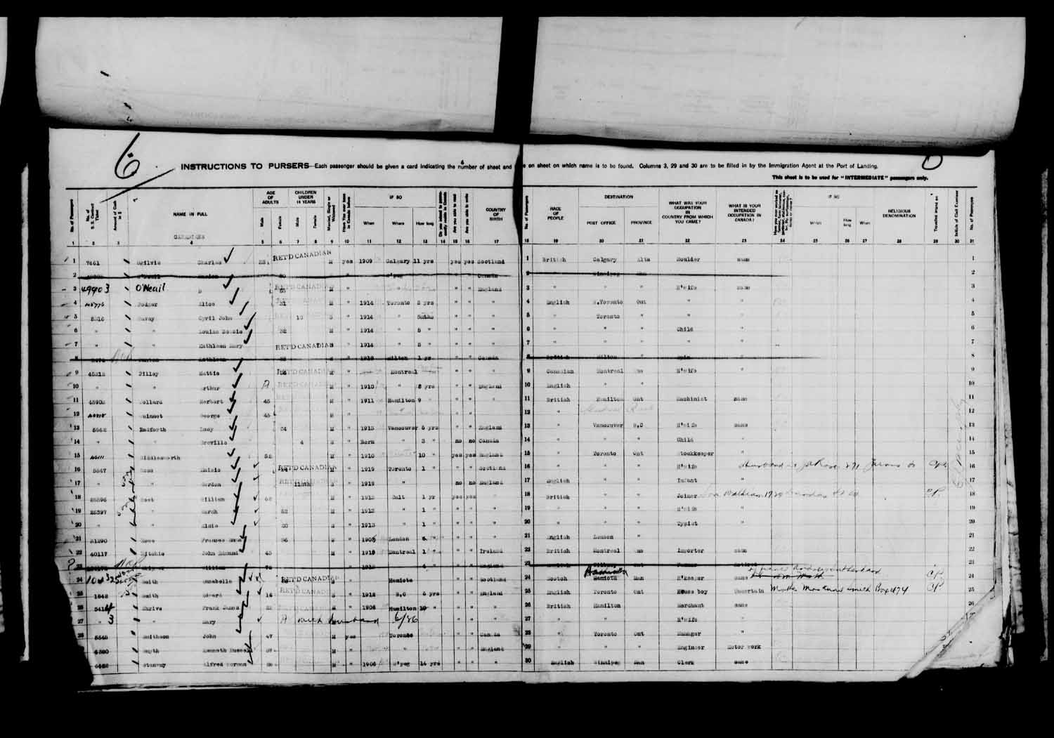 Digitized page of Passenger Lists for Image No.: e003610613