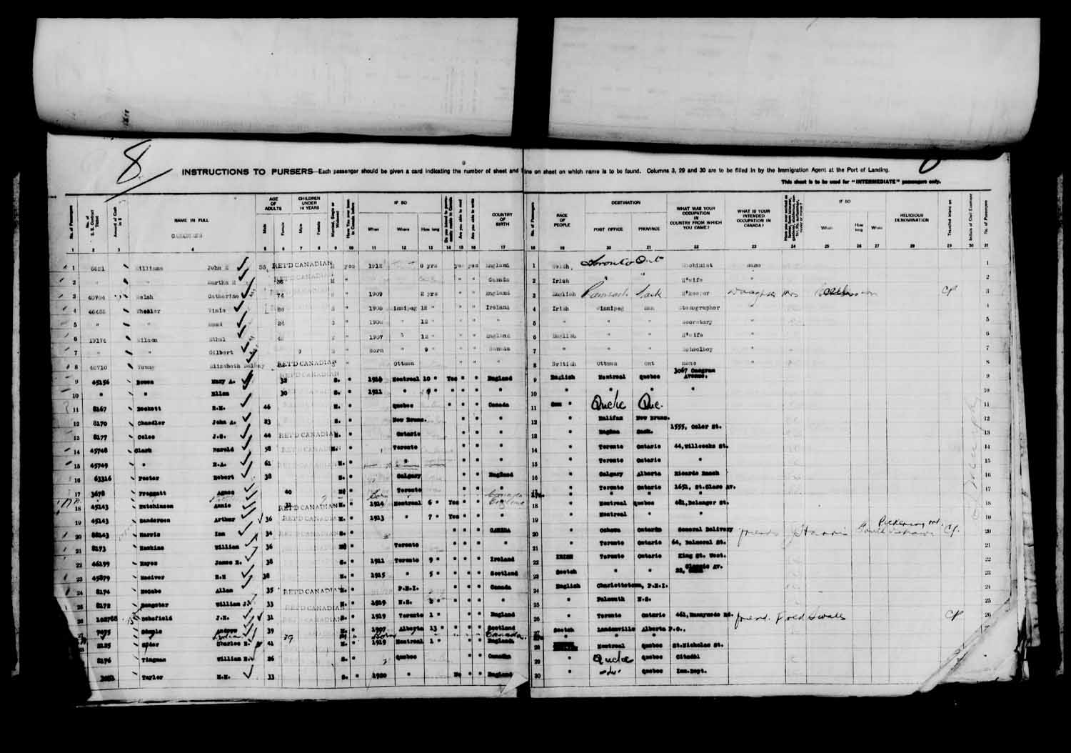 Digitized page of Passenger Lists for Image No.: e003610615