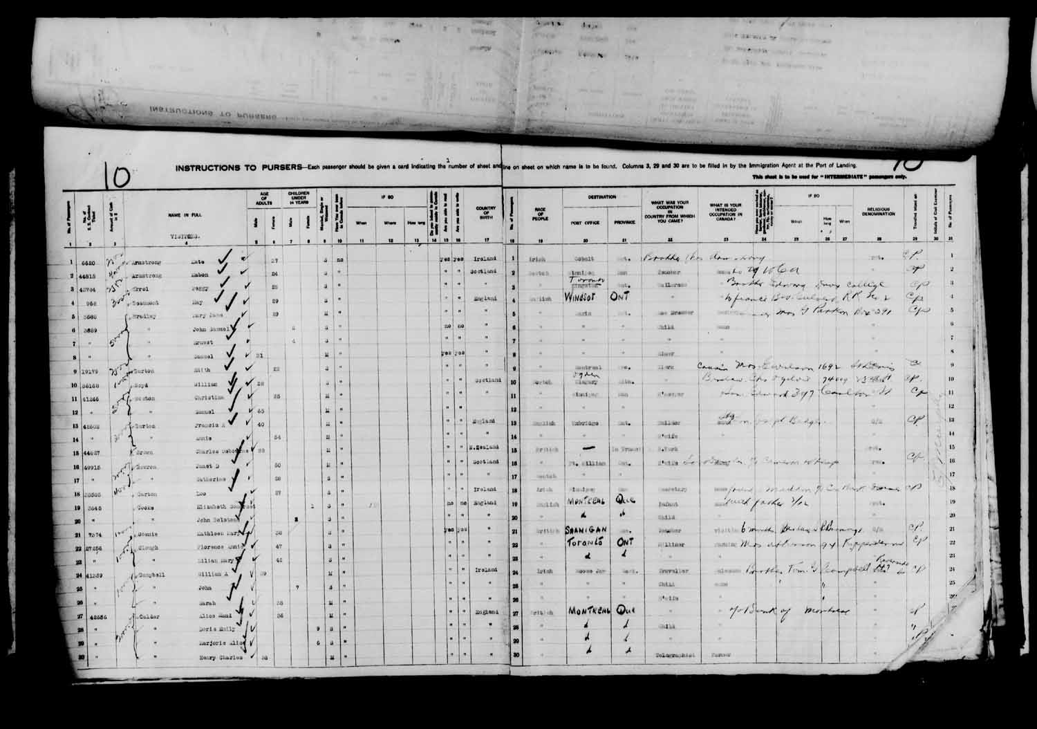 Digitized page of Passenger Lists for Image No.: e003610617