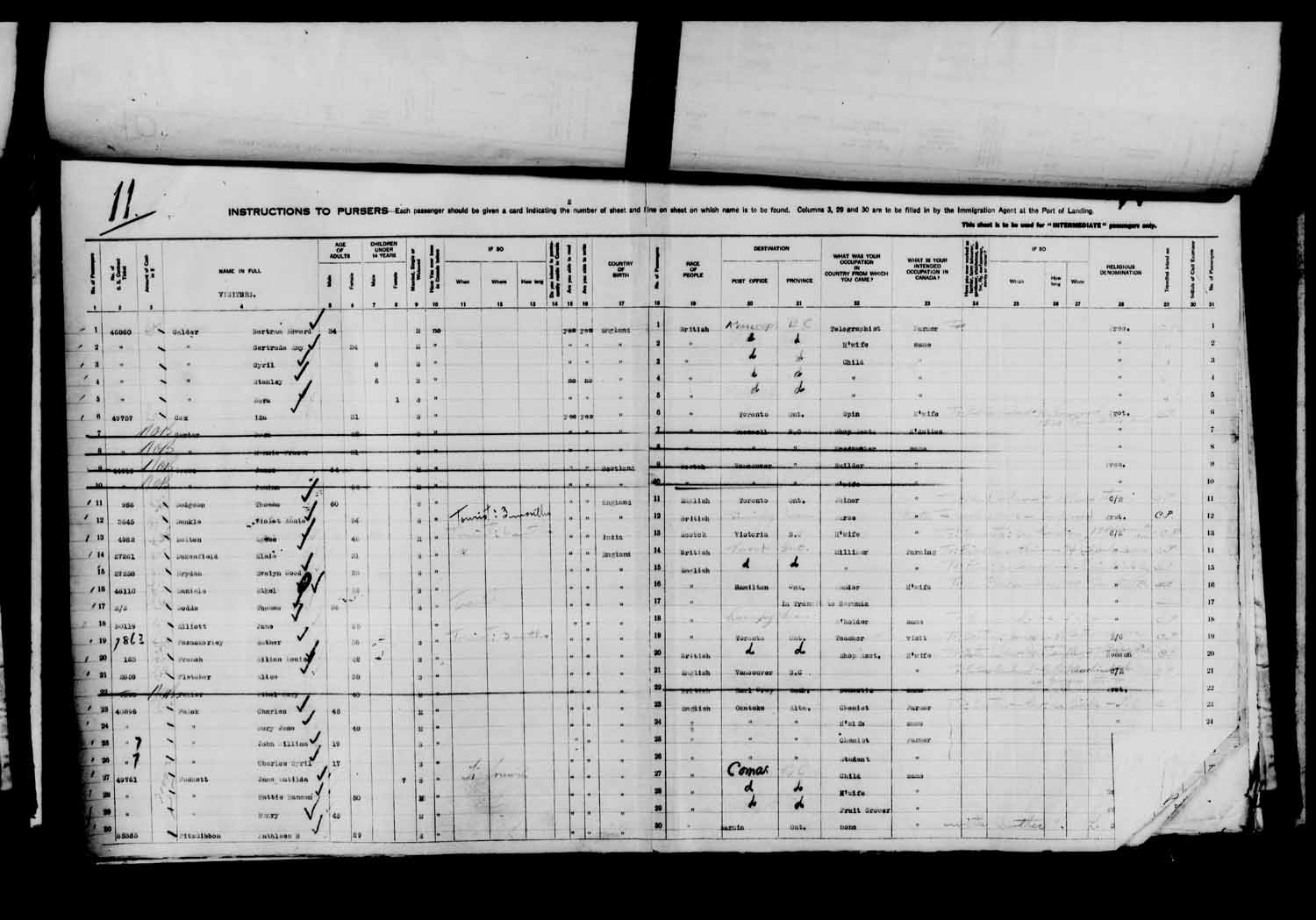 Digitized page of Passenger Lists for Image No.: e003610618