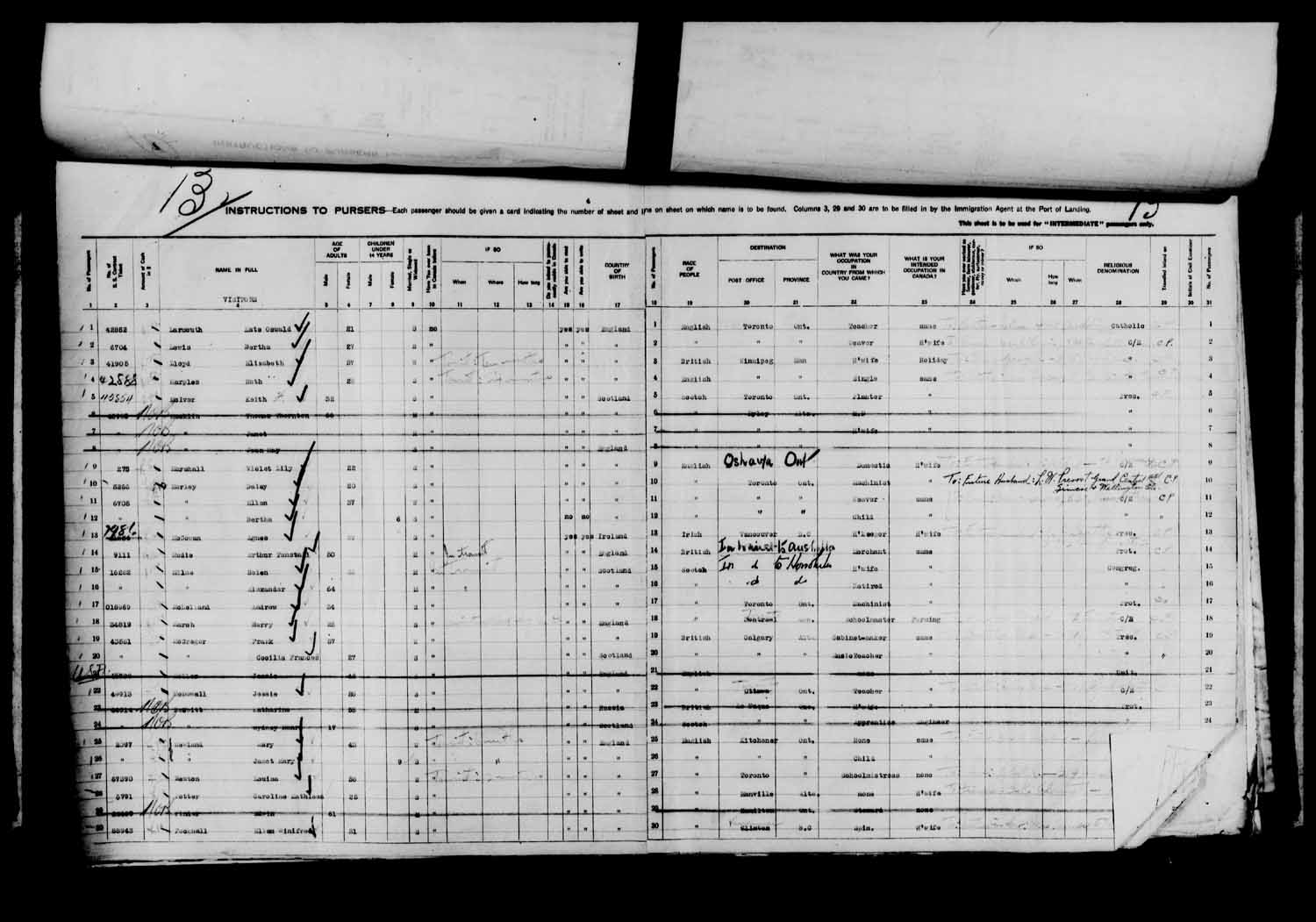 Digitized page of Passenger Lists for Image No.: e003610620