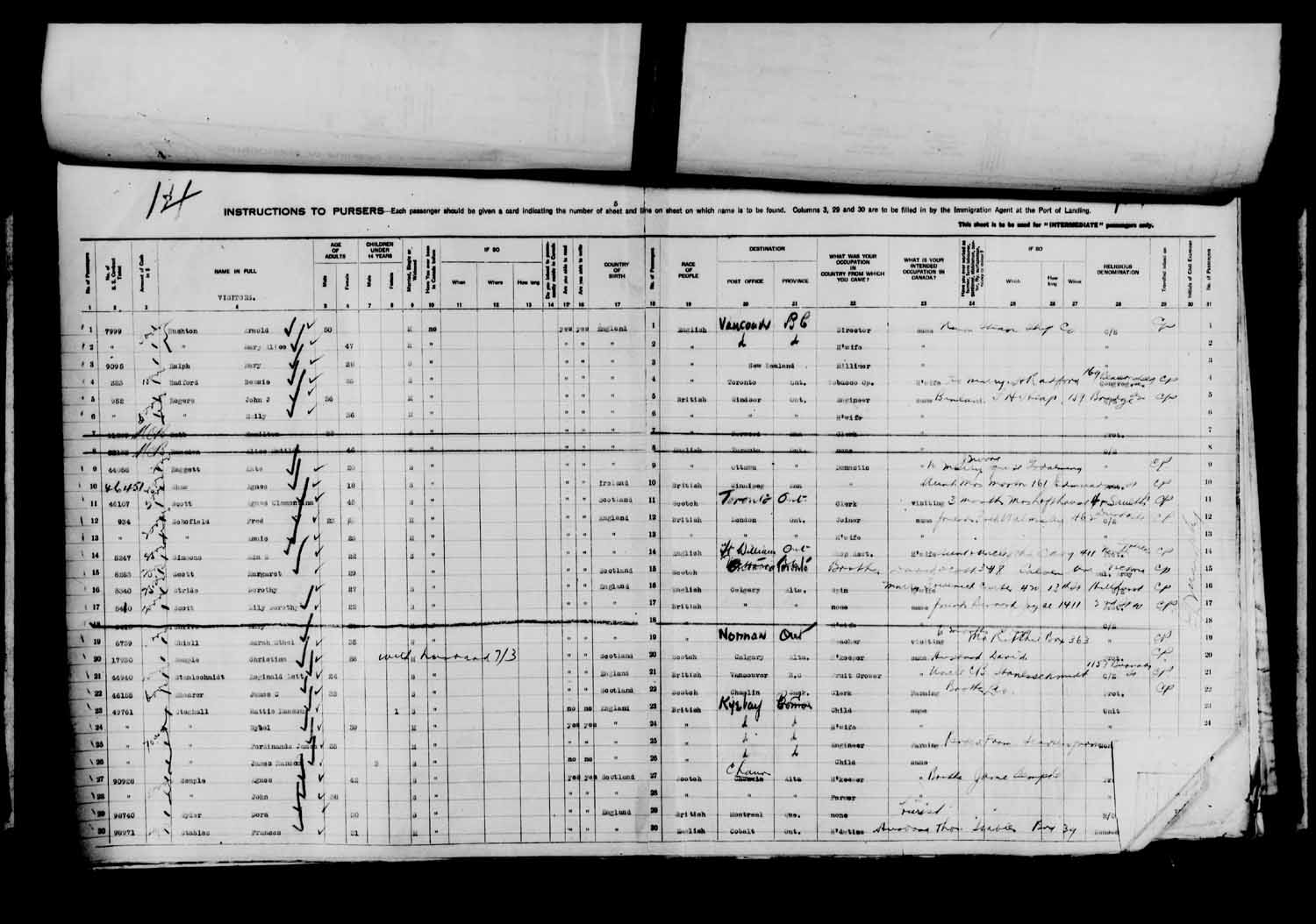 Digitized page of Passenger Lists for Image No.: e003610621