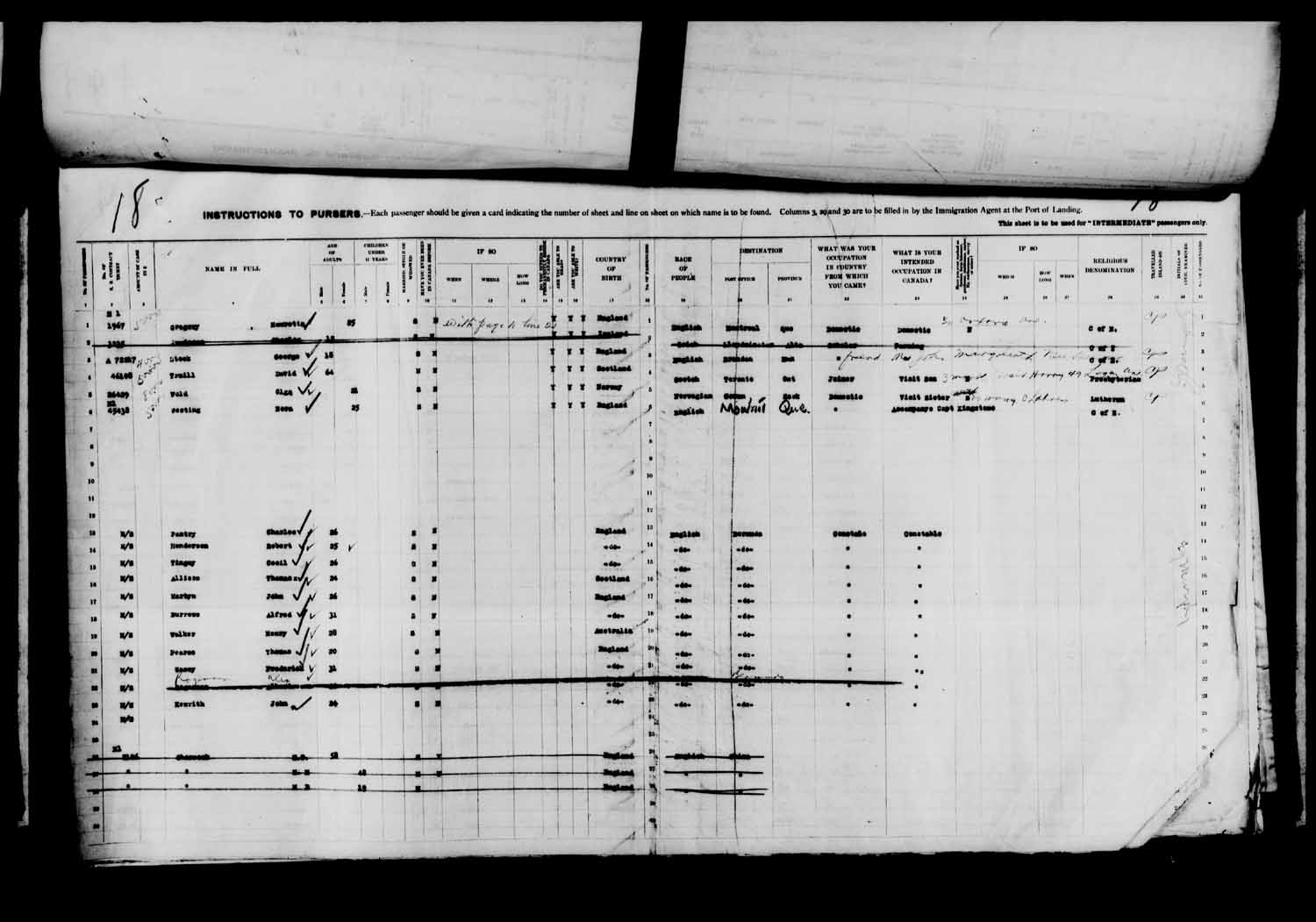 Digitized page of Passenger Lists for Image No.: e003610625