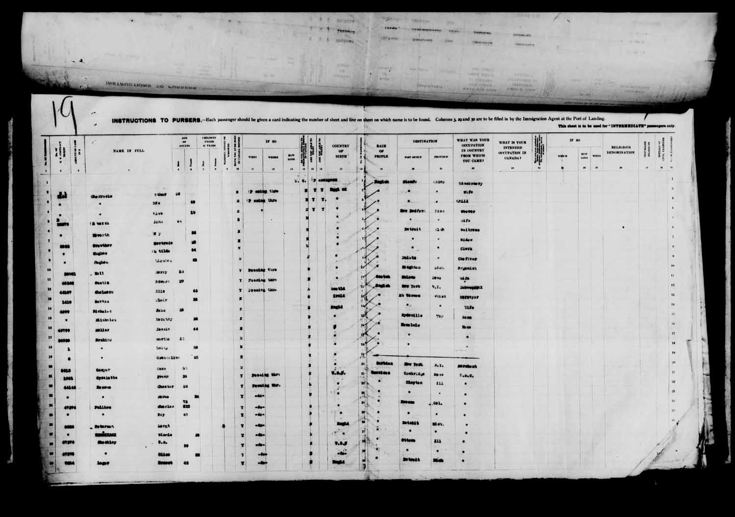 Digitized page of Passenger Lists for Image No.: e003610626