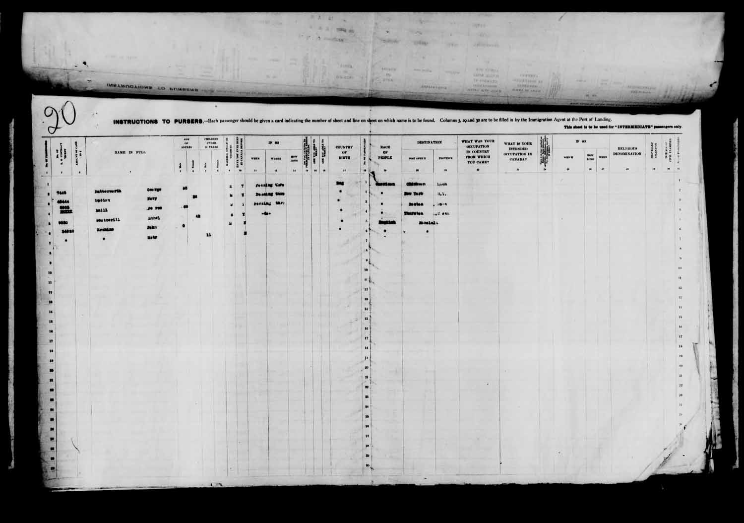 Digitized page of Passenger Lists for Image No.: e003610627