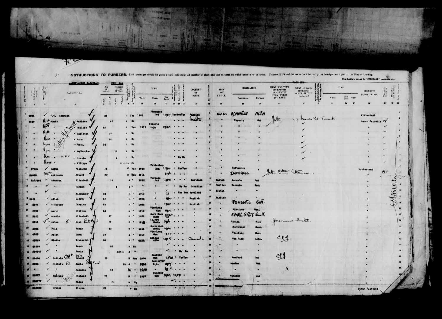 Digitized page of Passenger Lists for Image No.: e003610628