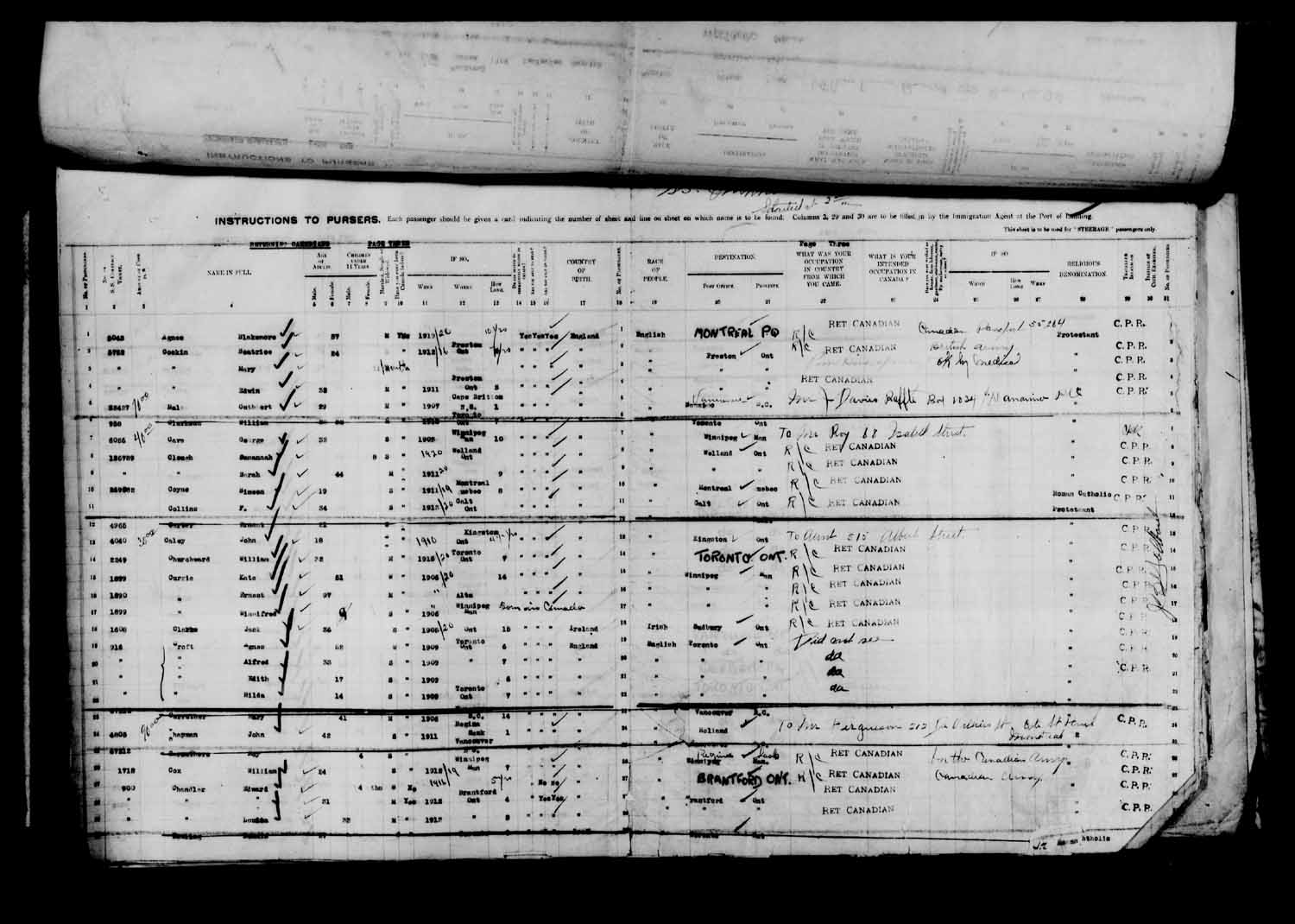 Digitized page of Passenger Lists for Image No.: e003610630