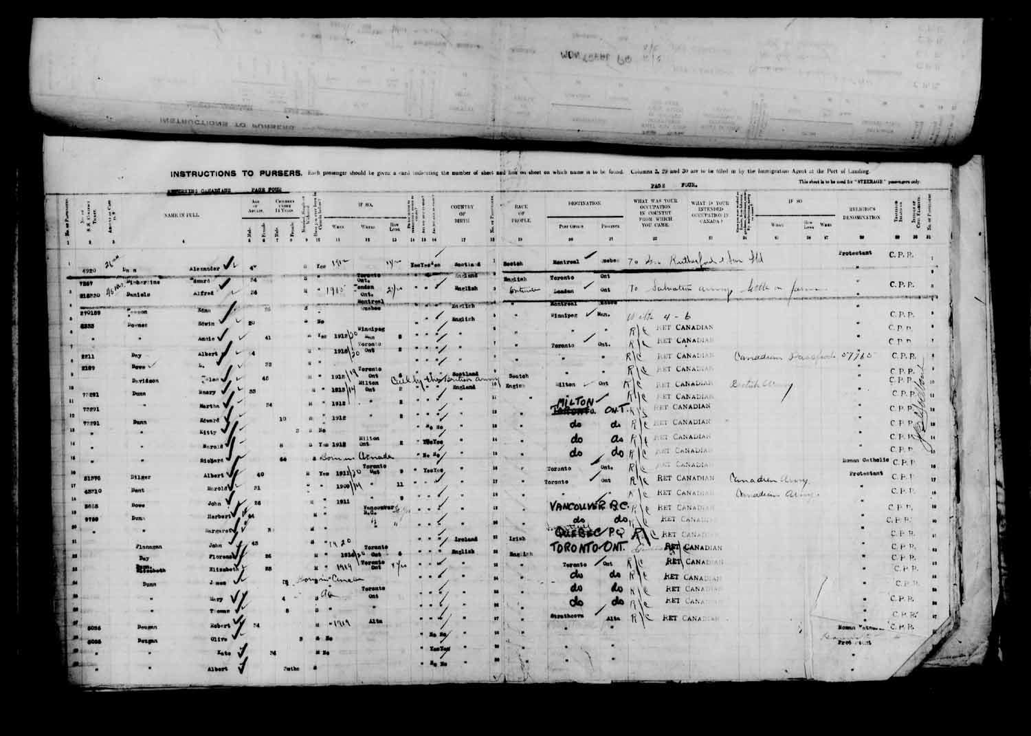 Digitized page of Passenger Lists for Image No.: e003610631