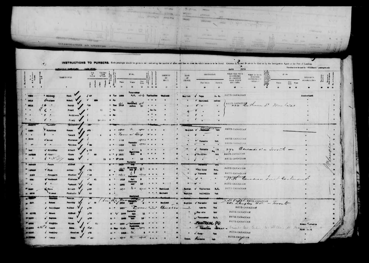 Digitized page of Passenger Lists for Image No.: e003610632