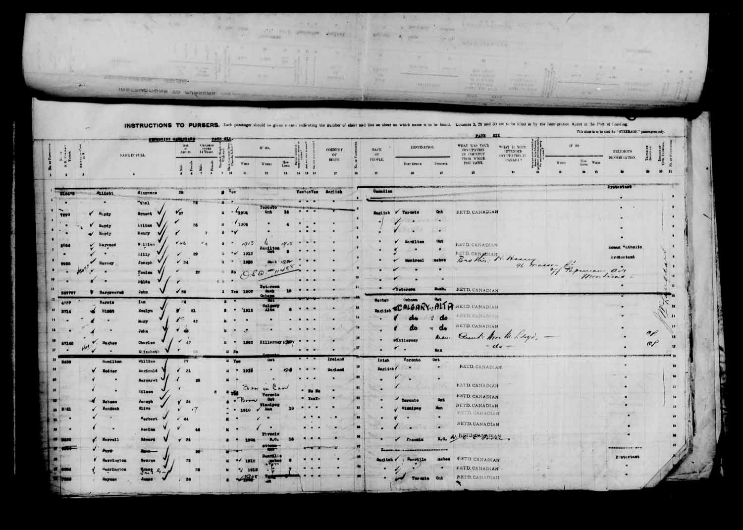 Digitized page of Passenger Lists for Image No.: e003610633