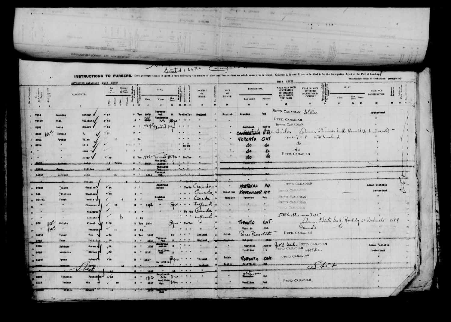 Digitized page of Passenger Lists for Image No.: e003610634