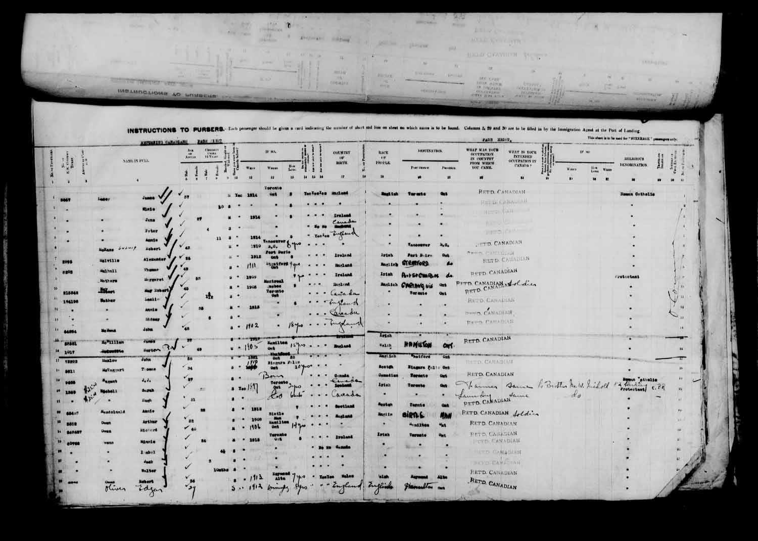 Digitized page of Passenger Lists for Image No.: e003610635