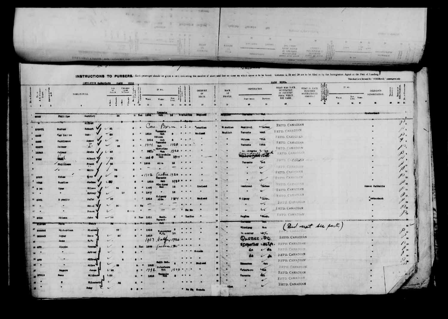 Digitized page of Passenger Lists for Image No.: e003610636