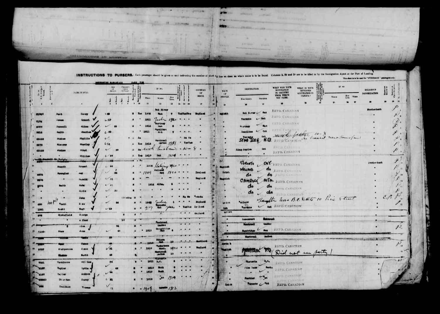 Digitized page of Passenger Lists for Image No.: e003610637