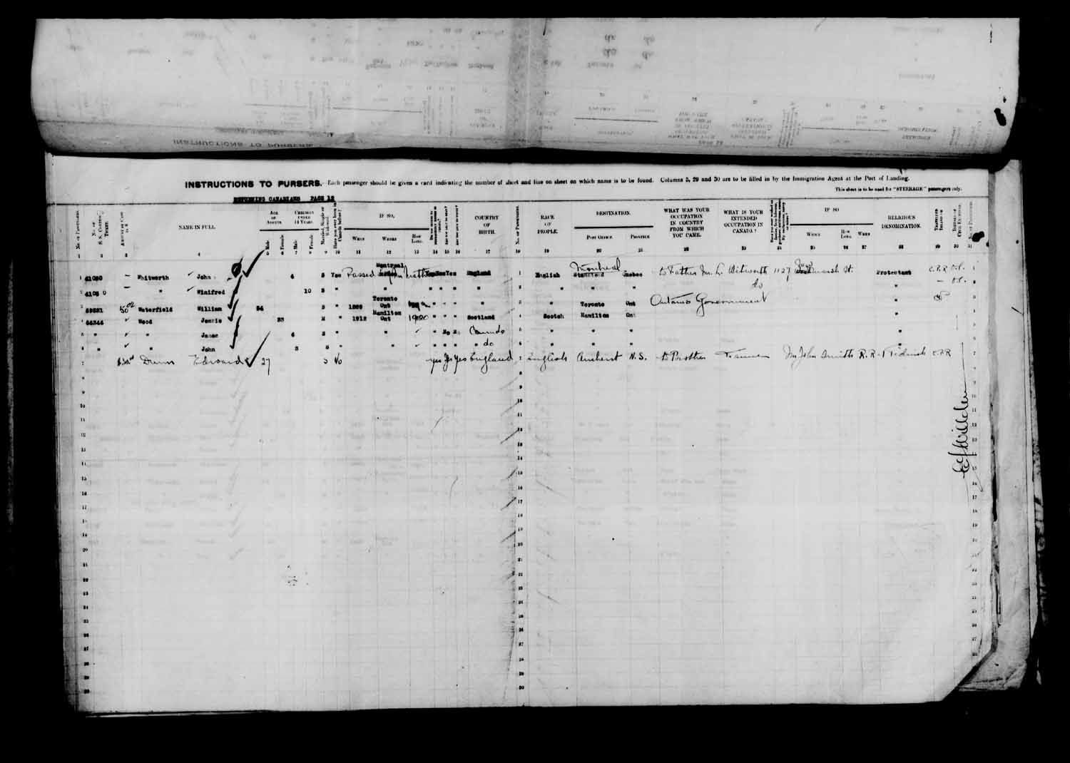 Digitized page of Passenger Lists for Image No.: e003610639