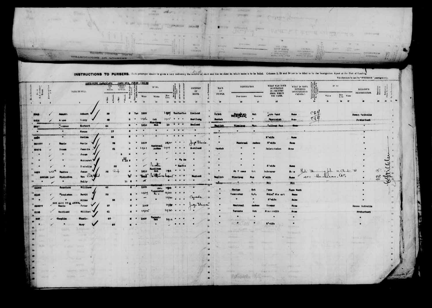 Digitized page of Passenger Lists for Image No.: e003610640
