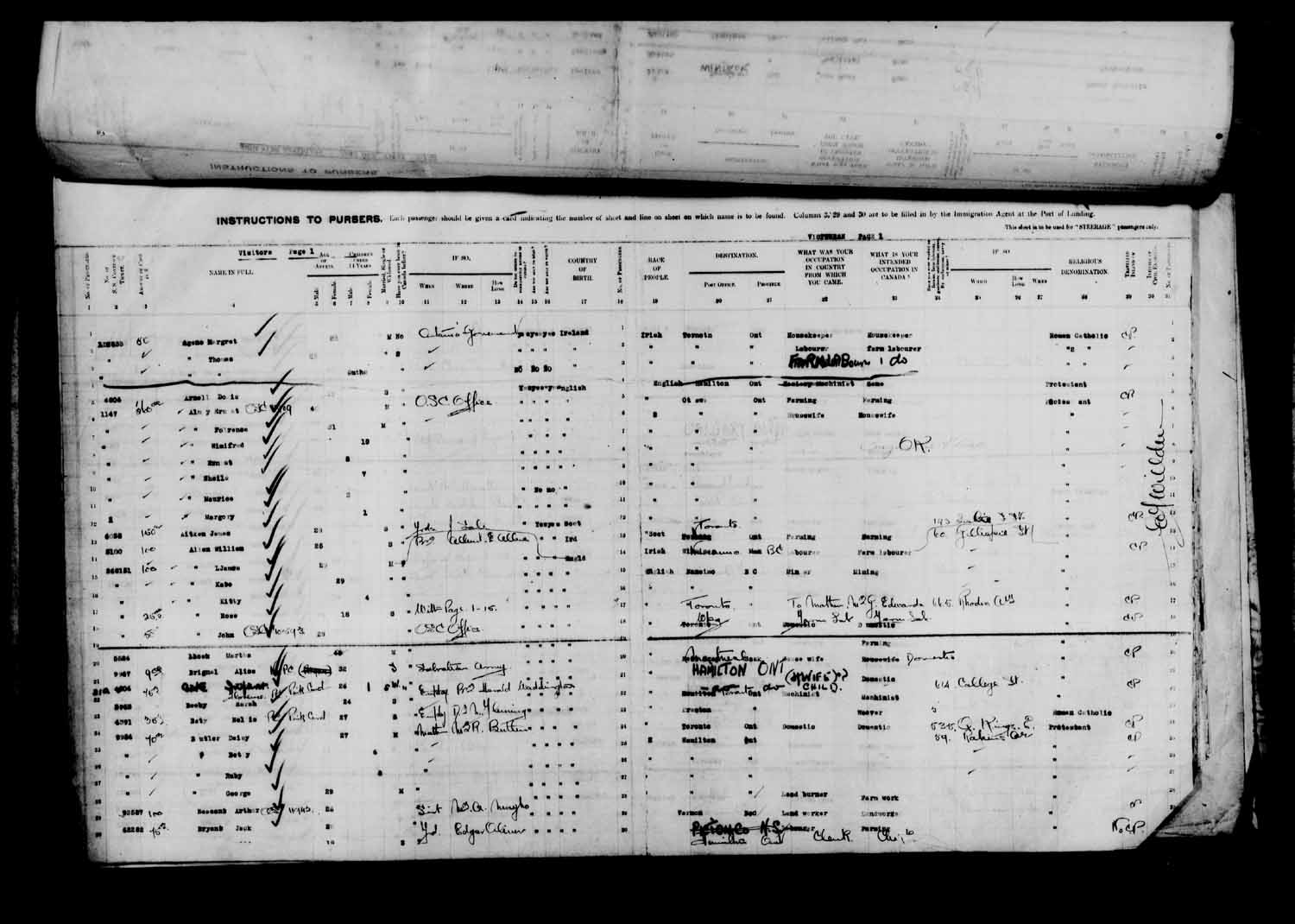 Digitized page of Passenger Lists for Image No.: e003610641