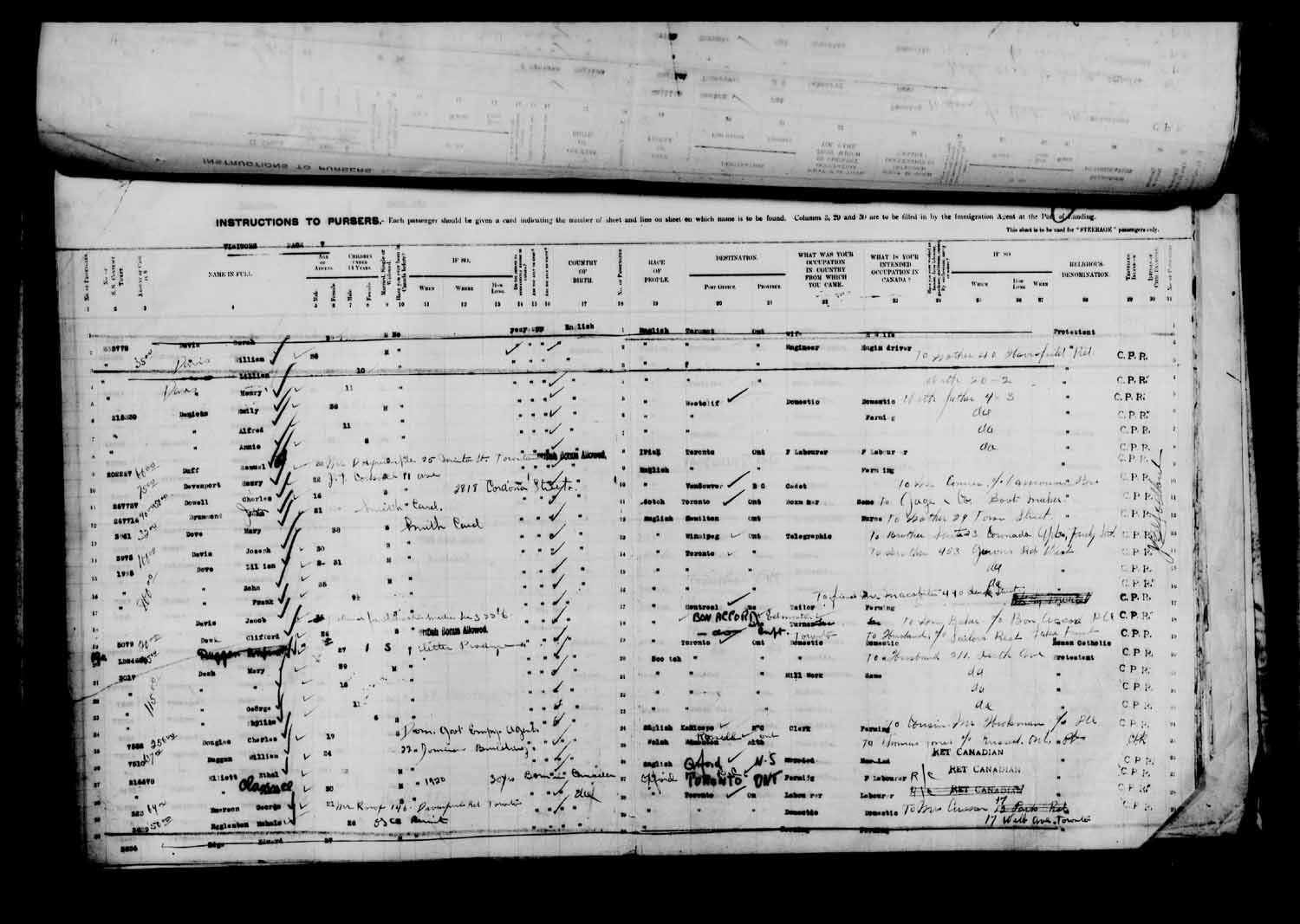 Digitized page of Passenger Lists for Image No.: e003610647