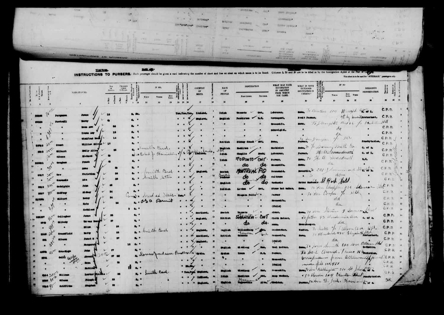 Digitized page of Passenger Lists for Image No.: e003610649