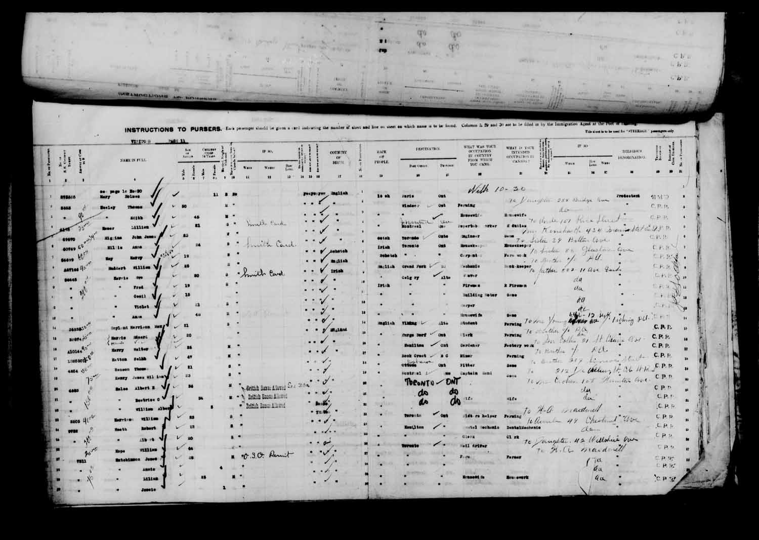 Digitized page of Passenger Lists for Image No.: e003610651
