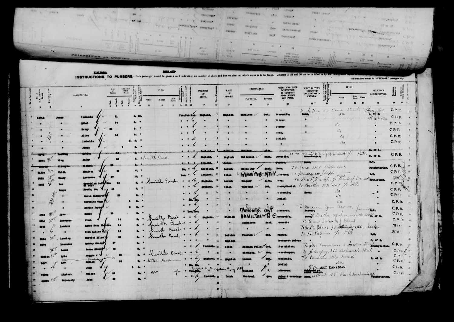 Digitized page of Passenger Lists for Image No.: e003610653