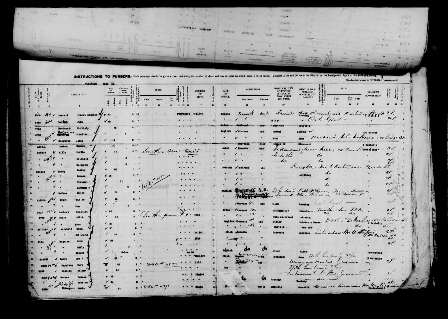 Digitized page of Passenger Lists for Image No.: e003610654