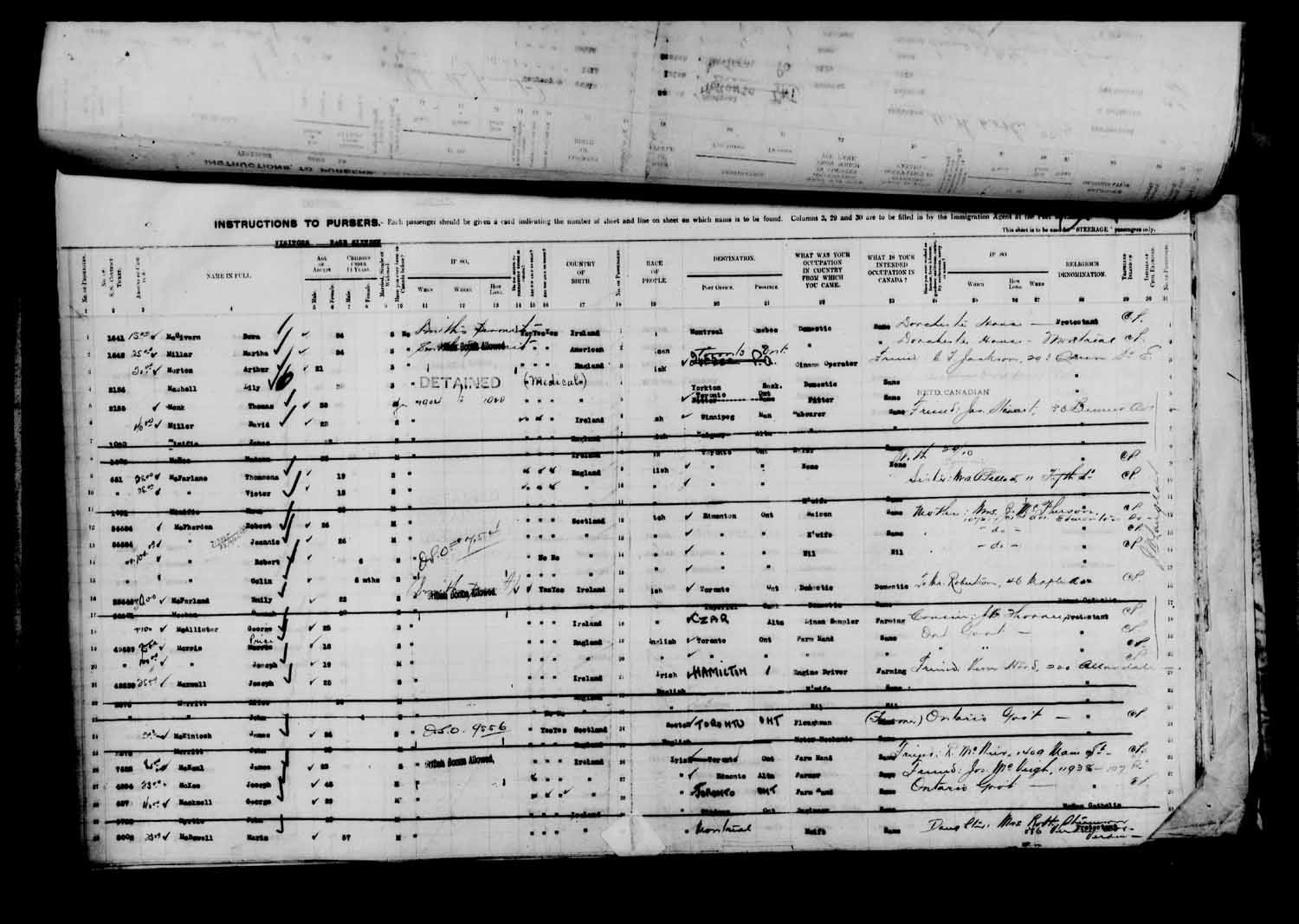 Digitized page of Passenger Lists for Image No.: e003610656