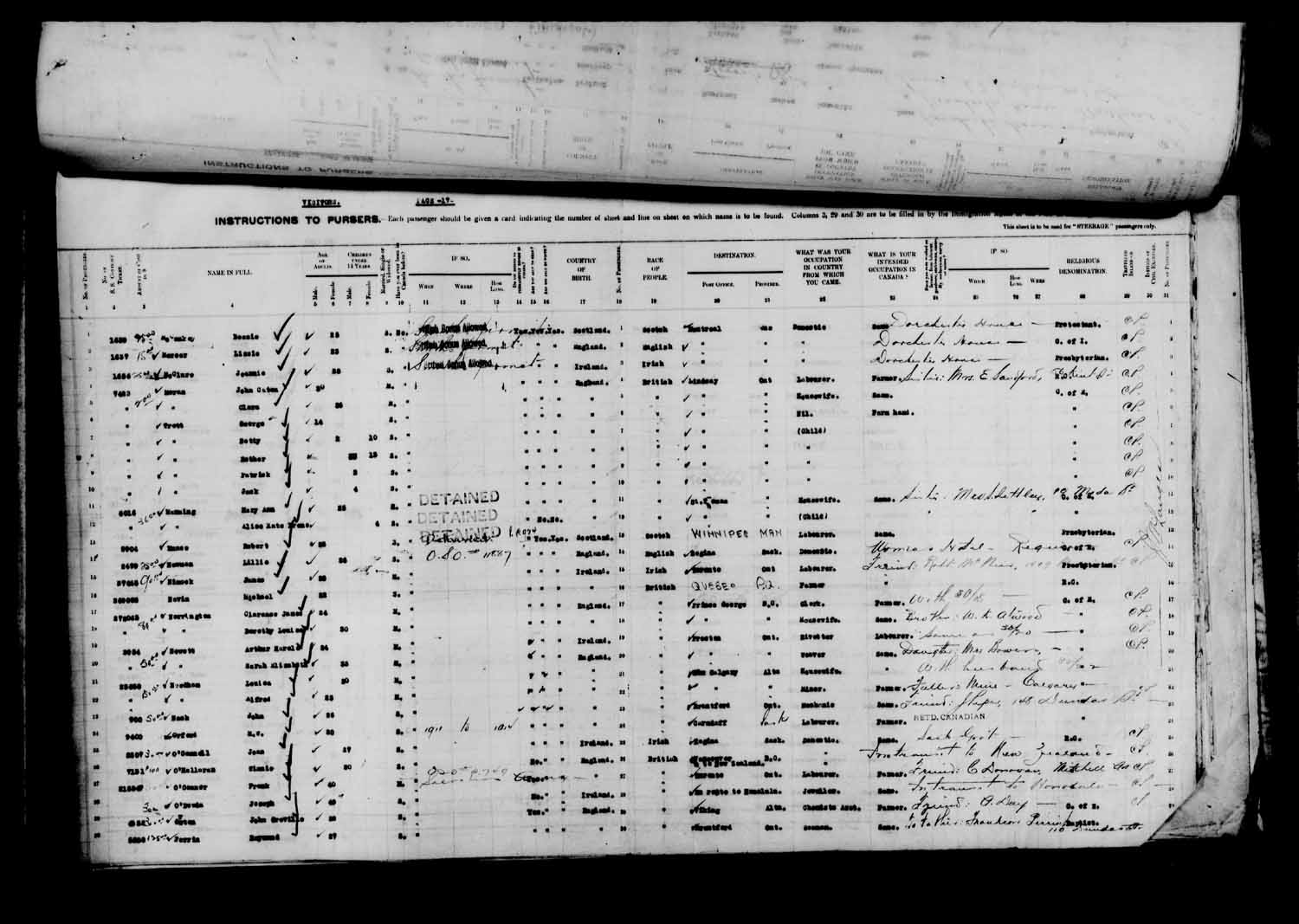 Digitized page of Passenger Lists for Image No.: e003610657