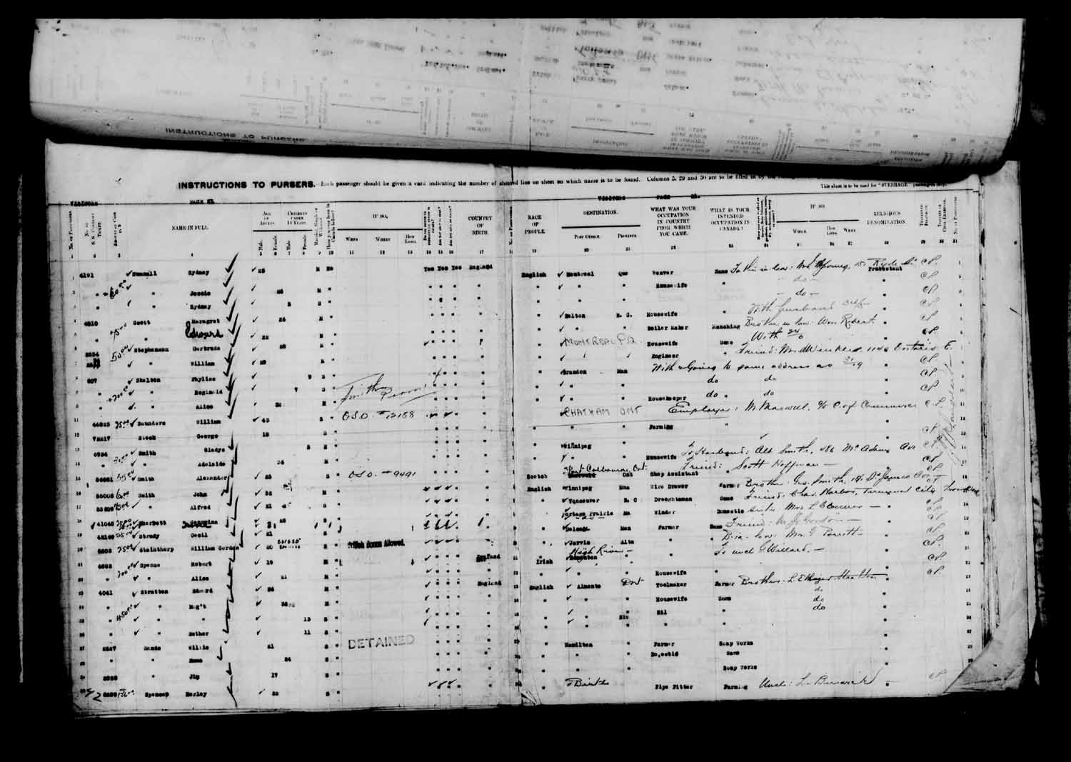 Digitized page of Passenger Lists for Image No.: e003610661