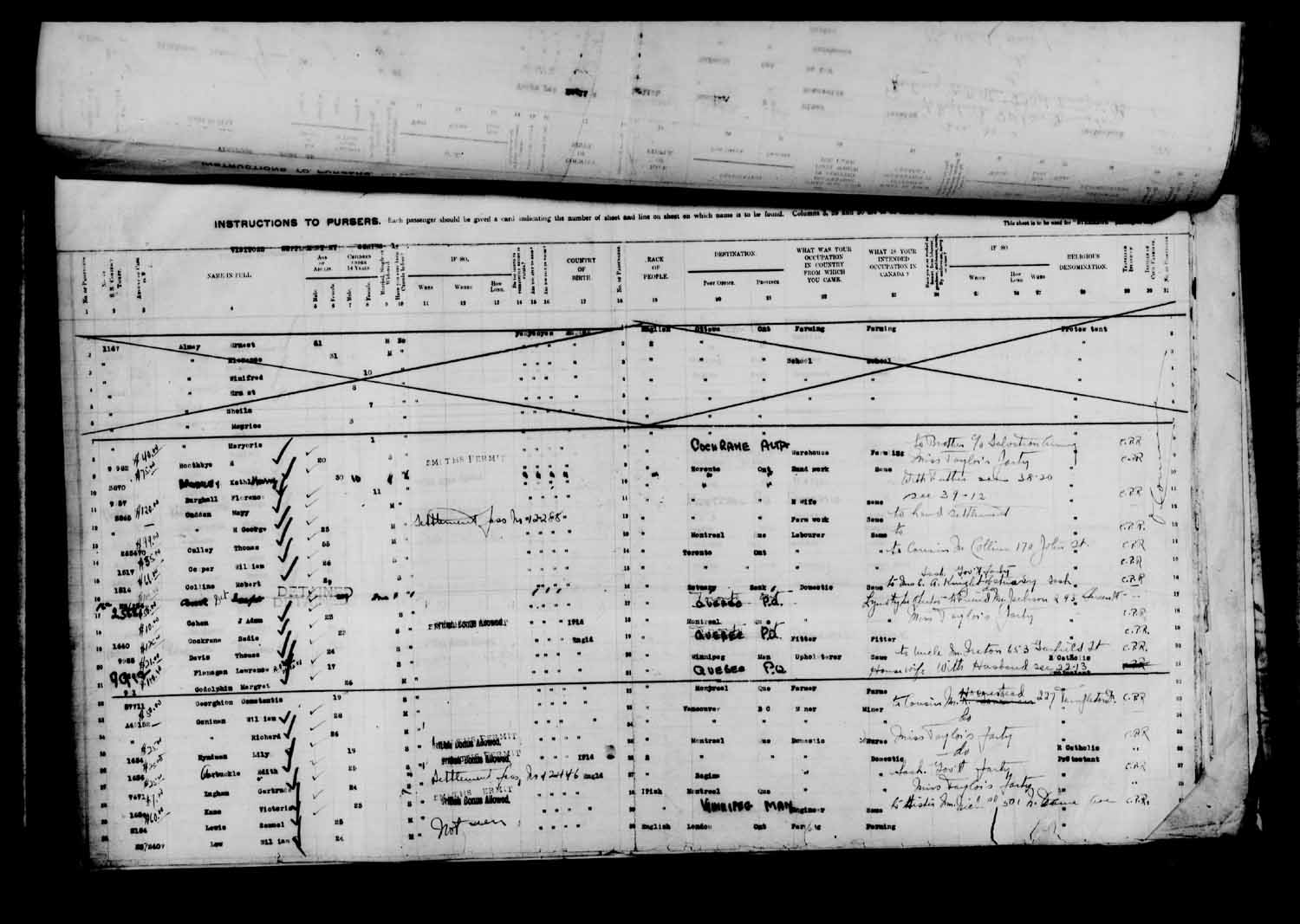 Digitized page of Passenger Lists for Image No.: e003610666