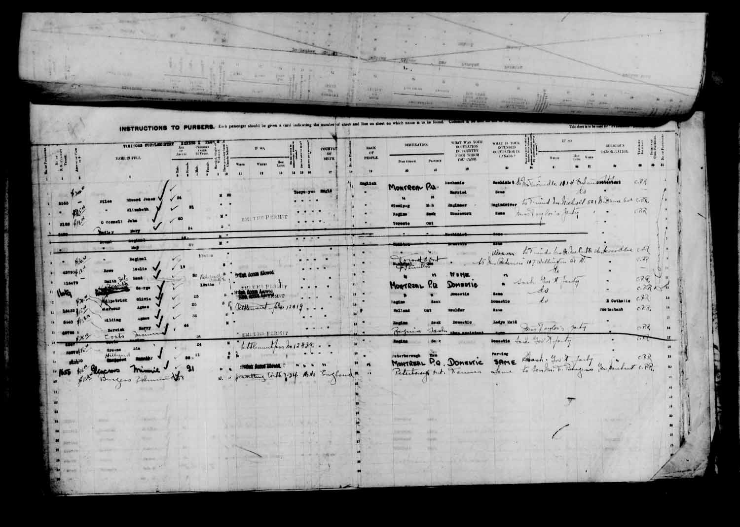 Digitized page of Passenger Lists for Image No.: e003610667