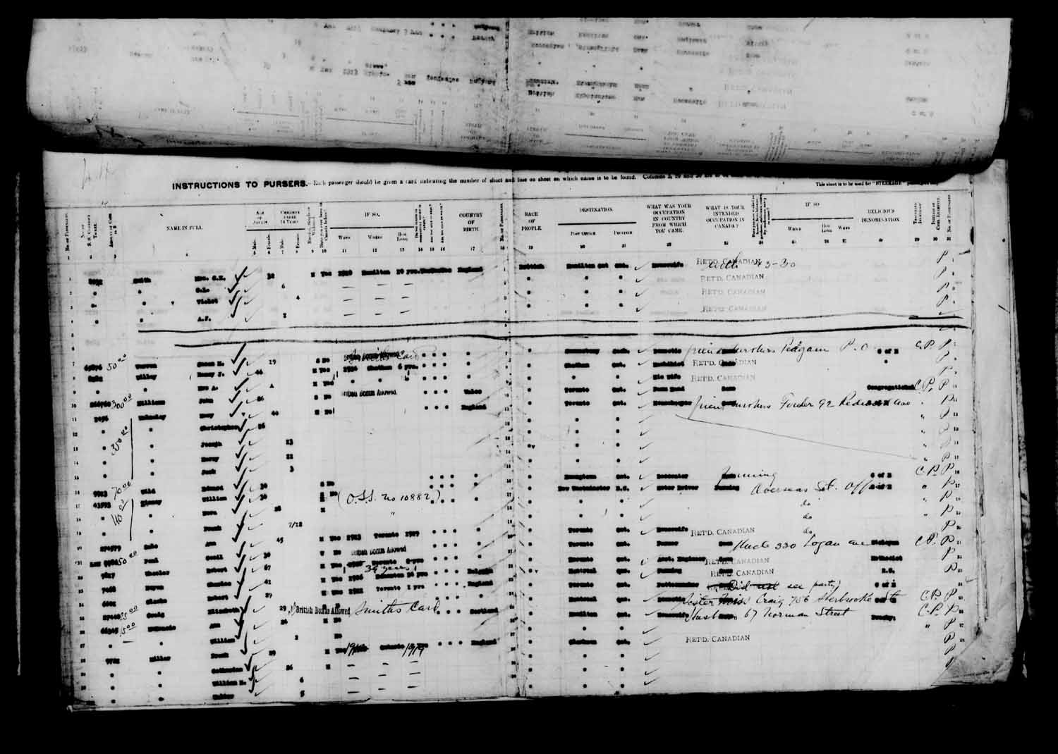 Digitized page of Passenger Lists for Image No.: e003610671