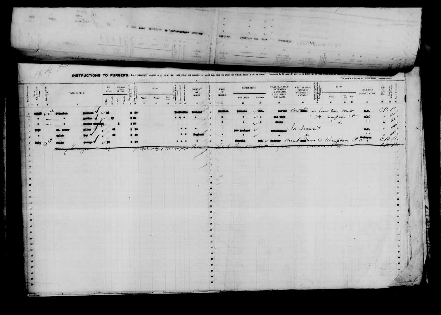 Digitized page of Passenger Lists for Image No.: e003610672