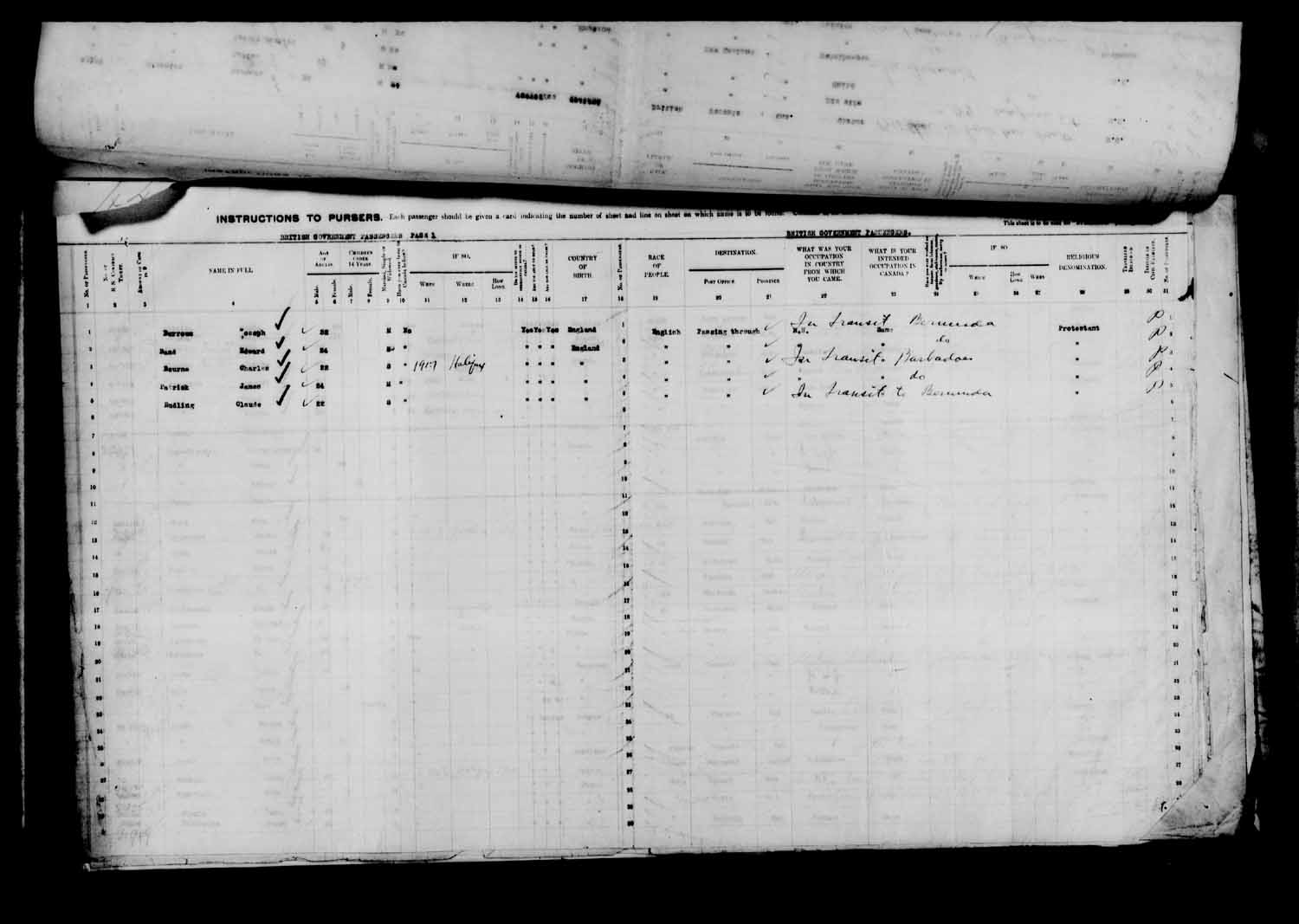 Digitized page of Passenger Lists for Image No.: e003610673
