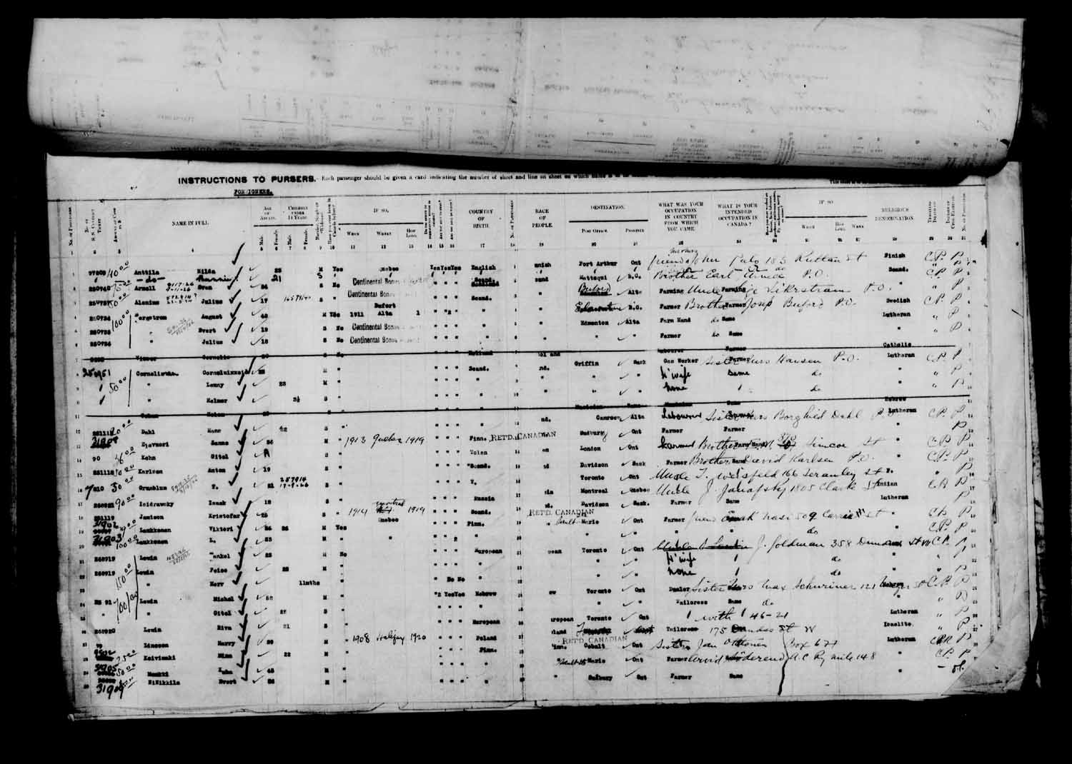 Digitized page of Passenger Lists for Image No.: e003610674