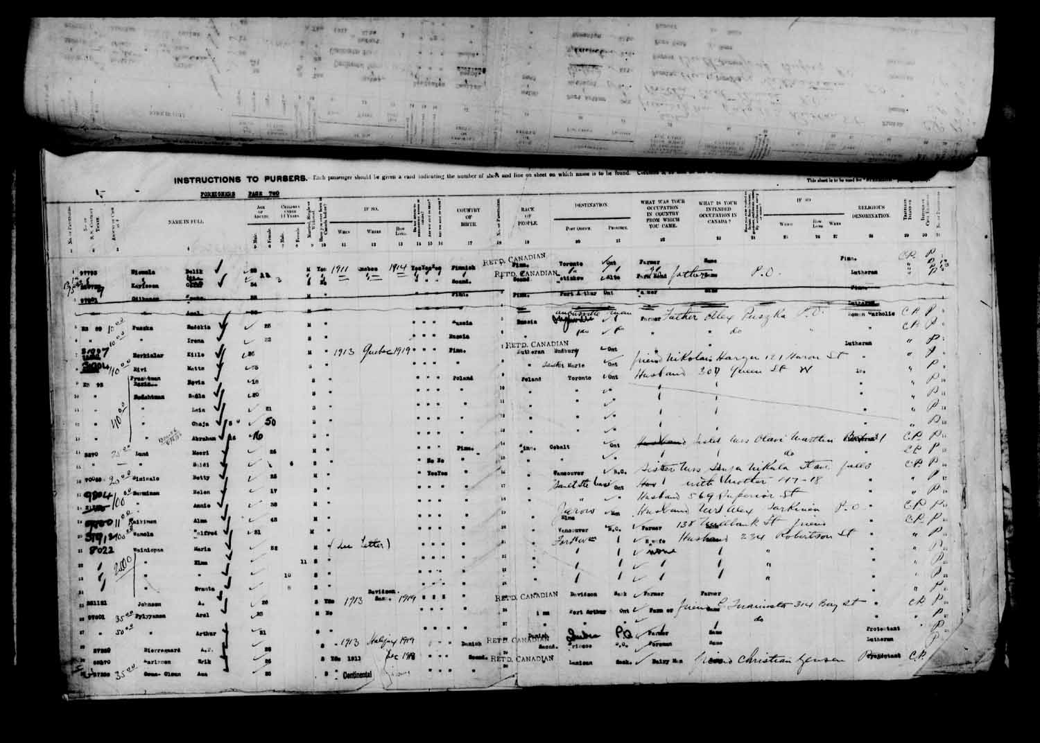 Digitized page of Passenger Lists for Image No.: e003610675
