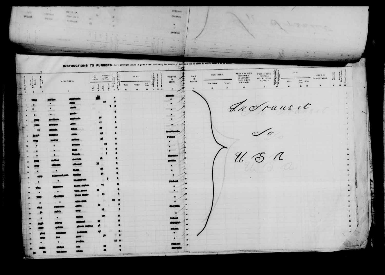 Digitized page of Passenger Lists for Image No.: e003610678