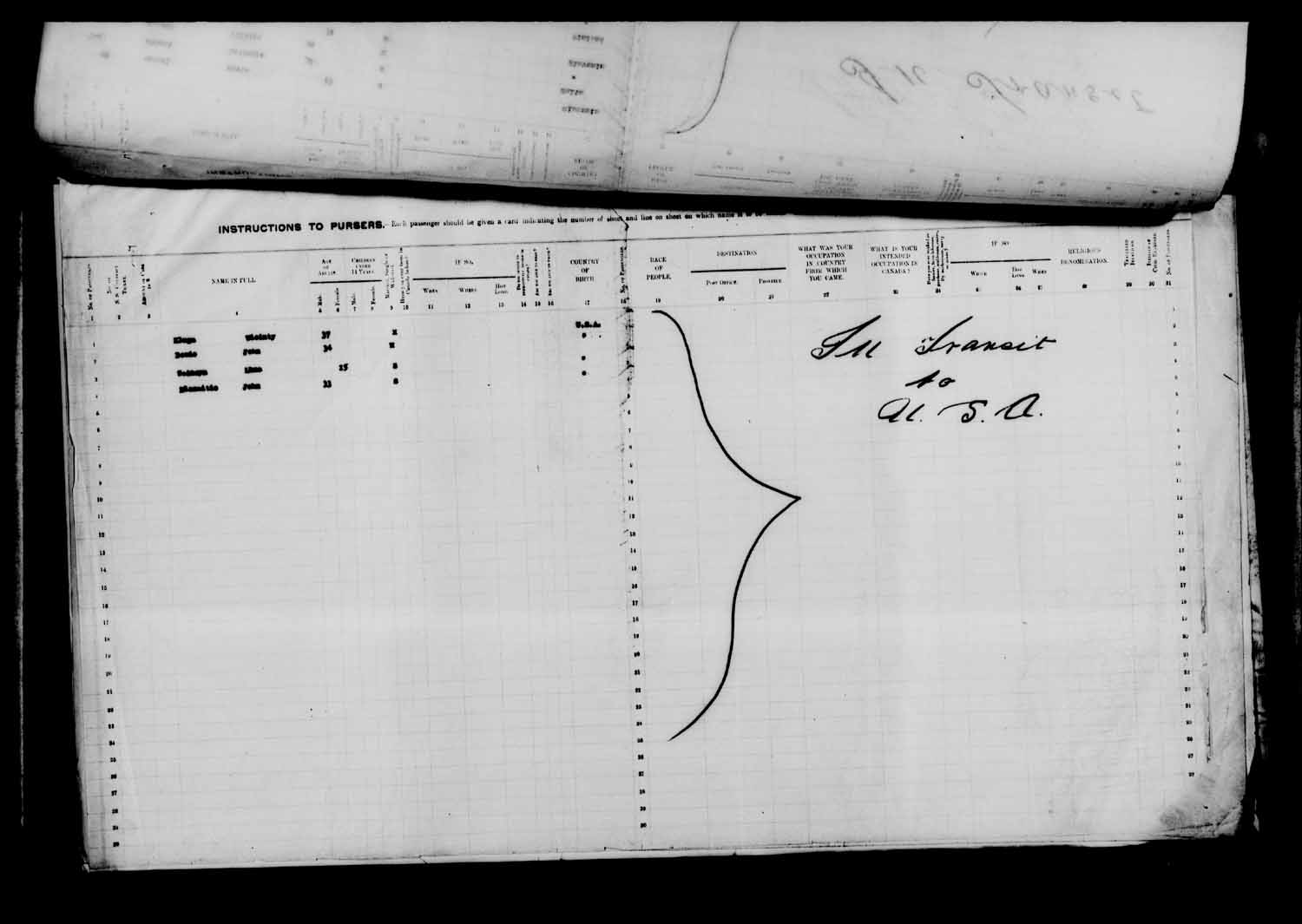 Digitized page of Passenger Lists for Image No.: e003610680
