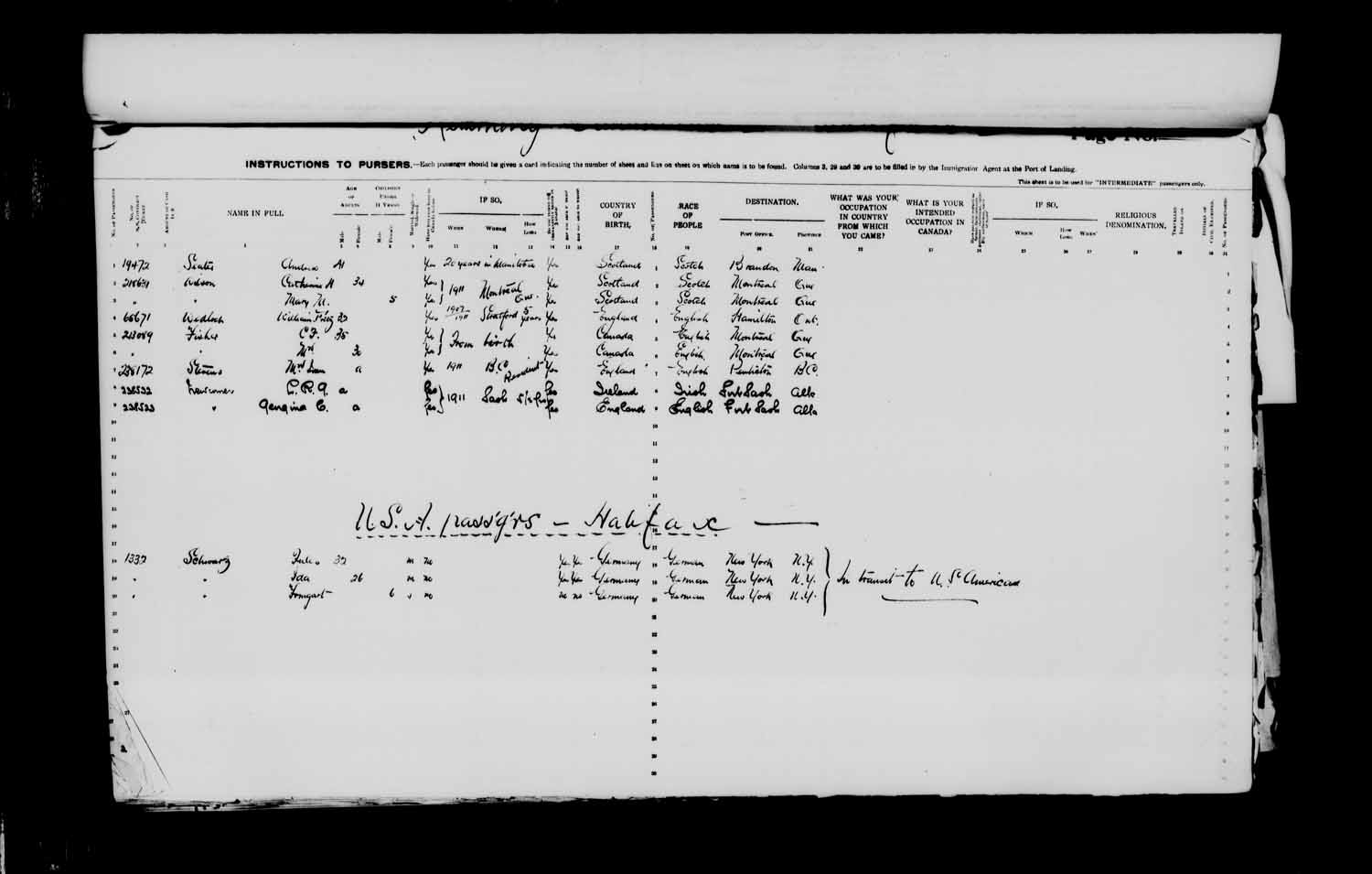Digitized page of Passenger Lists for Image No.: e003622977