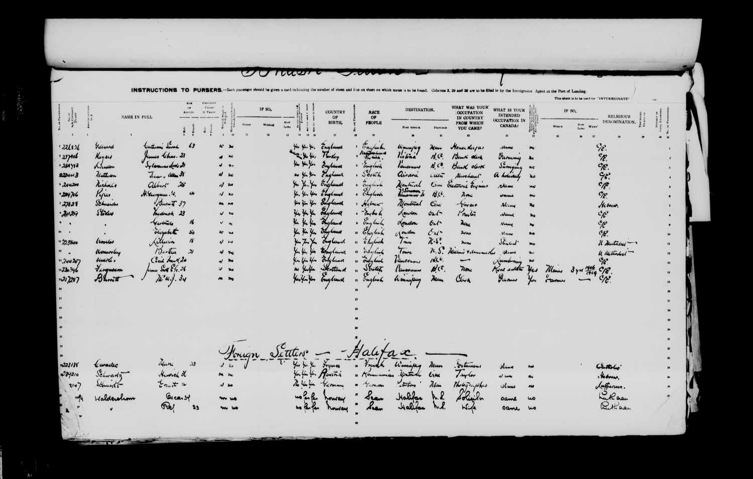 Digitized page of Passenger Lists for Image No.: e003622978