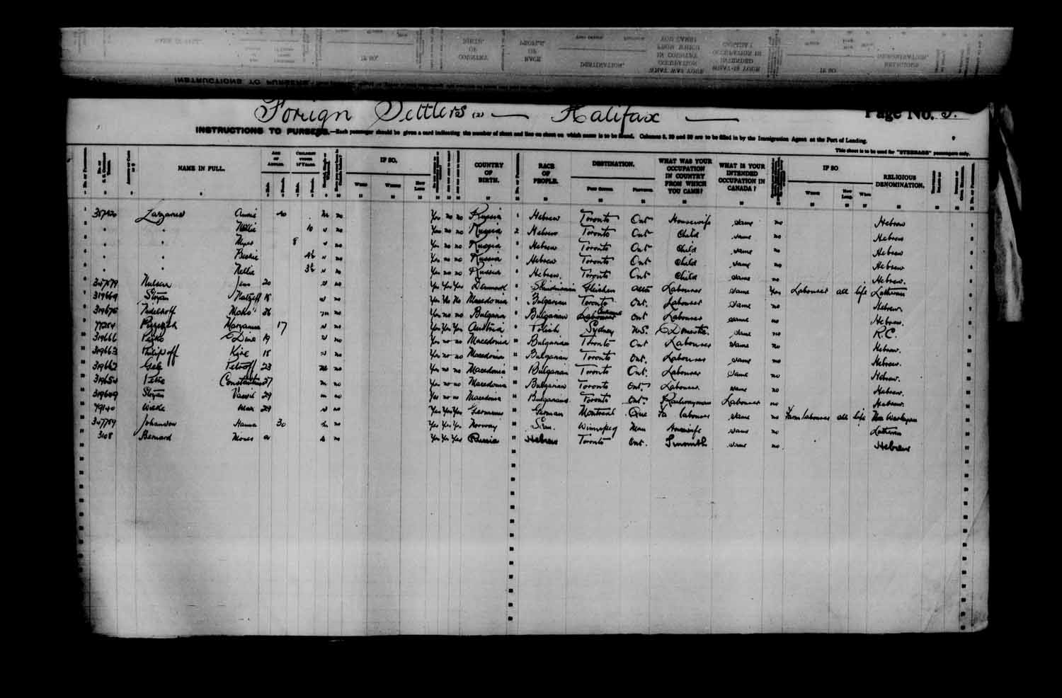 Digitized page of Passenger Lists for Image No.: e003622987