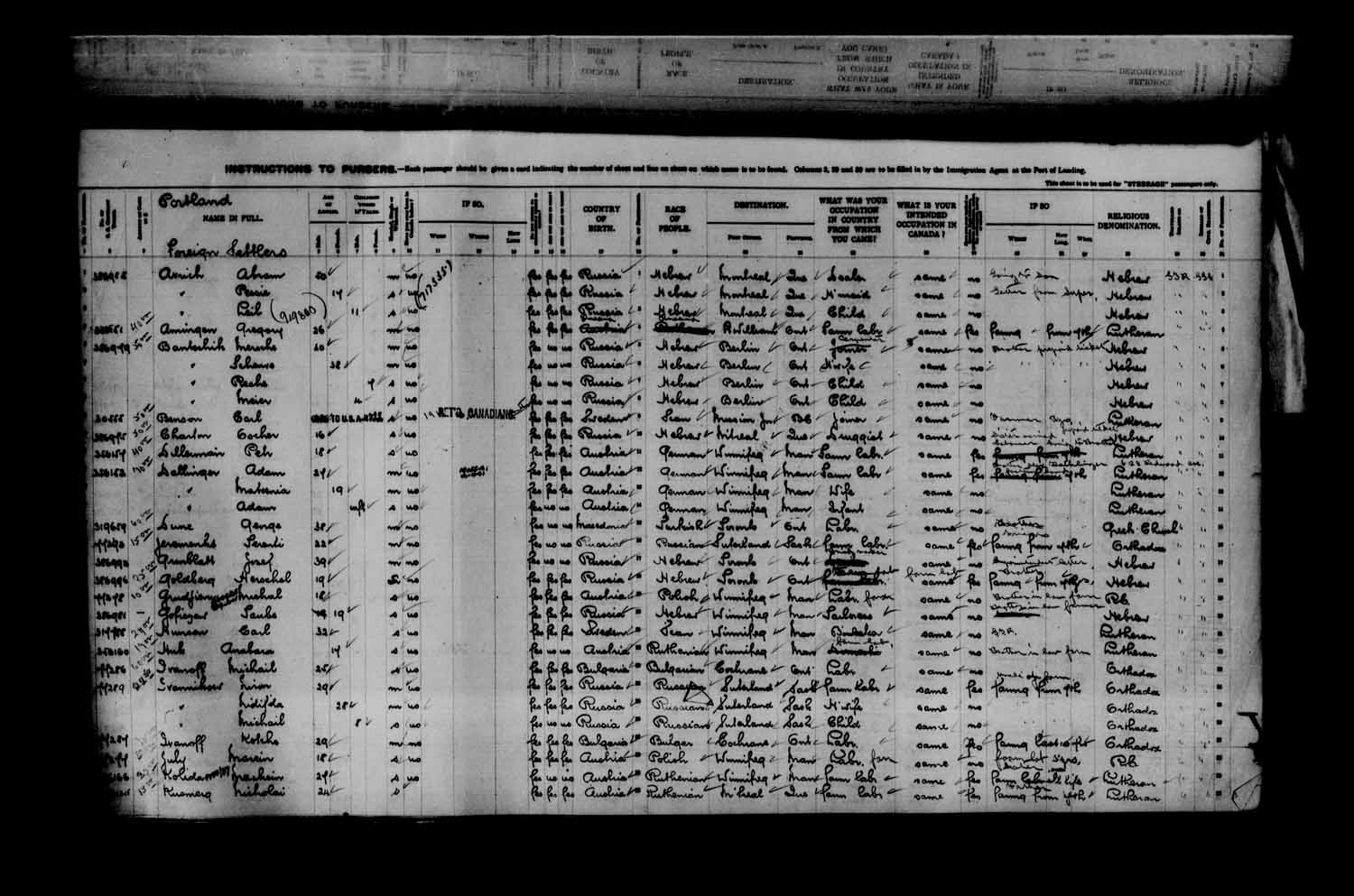 Digitized page of Passenger Lists for Image No.: e003622993